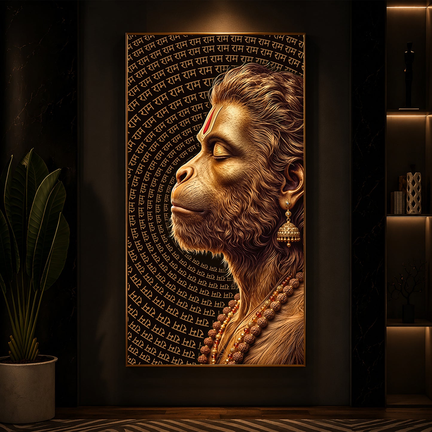 Hanuman Ji Modern Luxury Backlight Vertical Wall Art