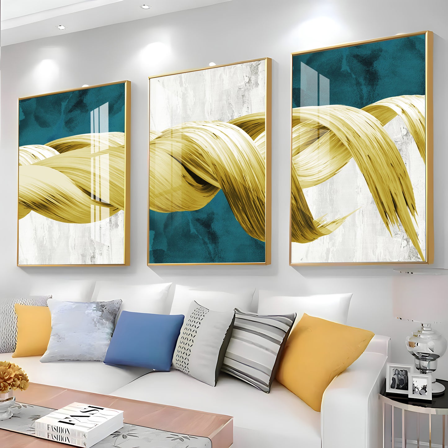 Golden Knot Premium Acrylic Wall Art (Set of 3)