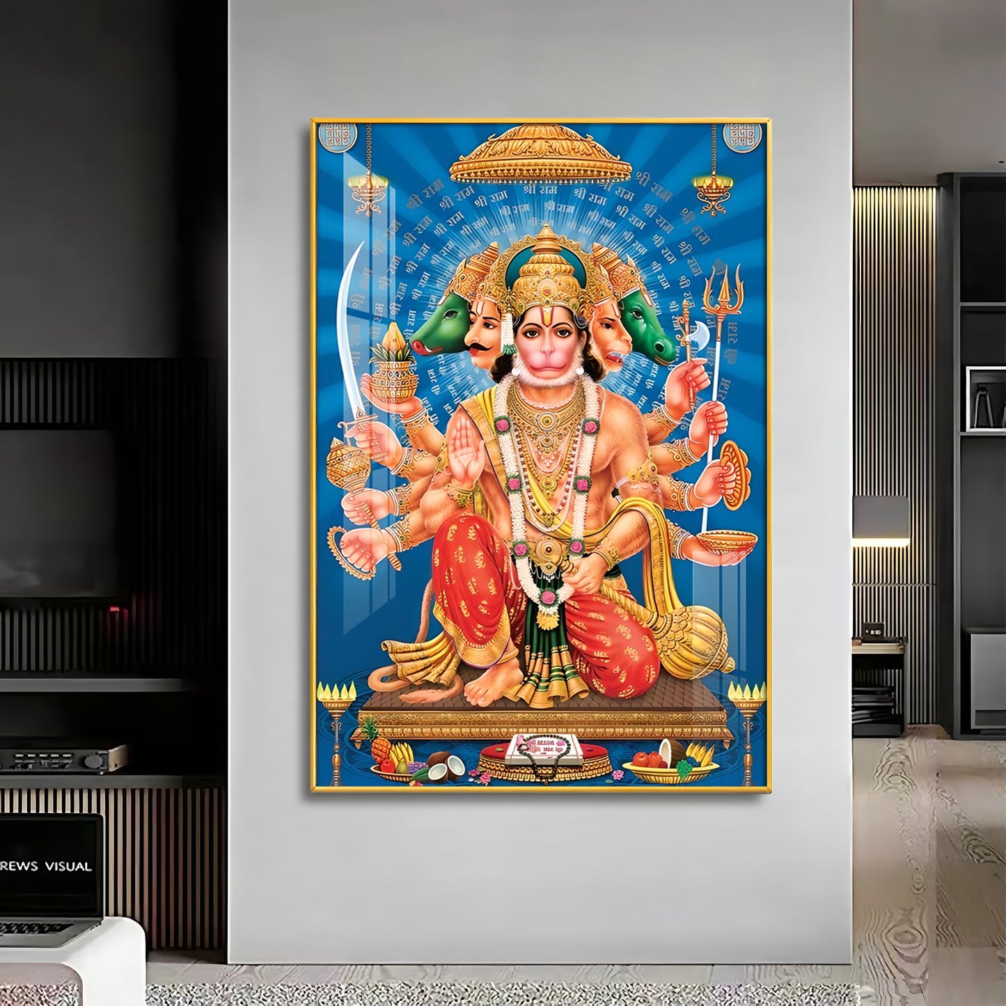 Panchmukhi Hanuman Premium Acrylic Vertical Wall Art