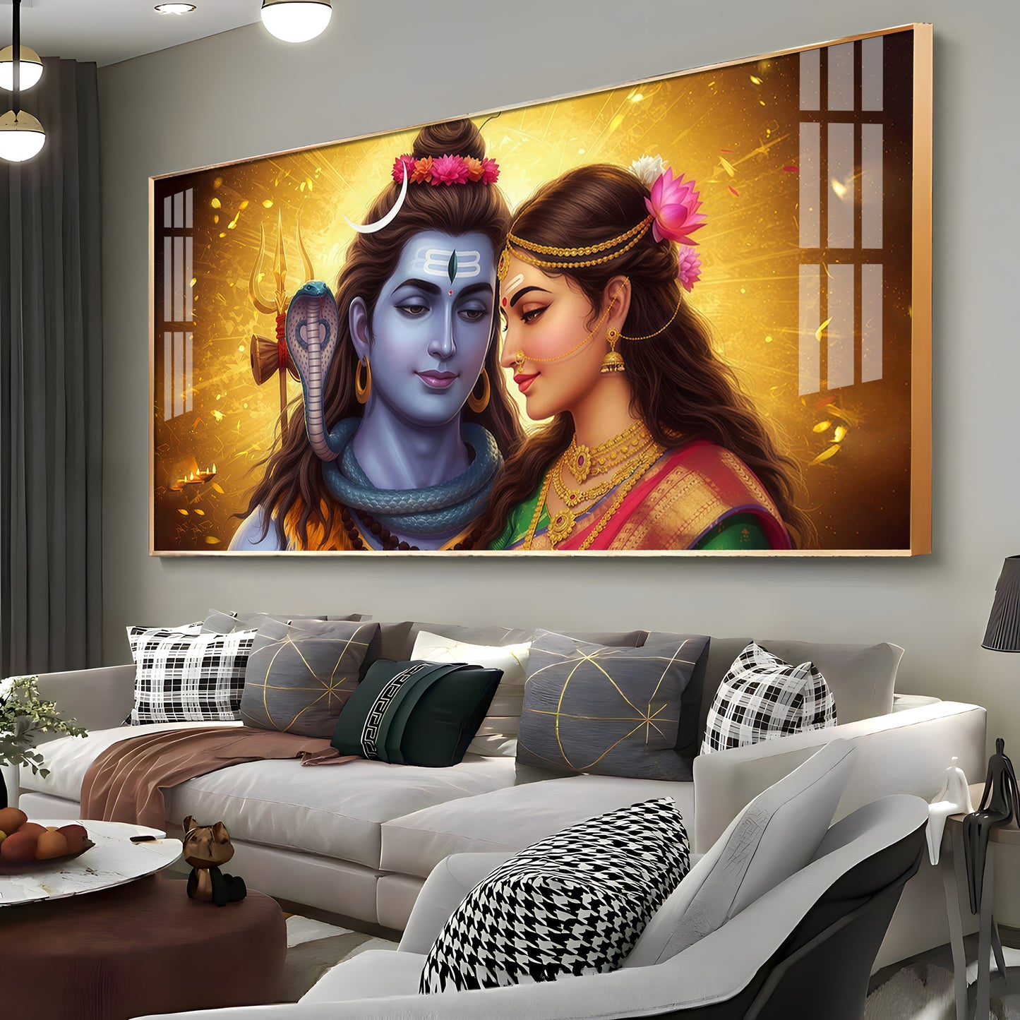 Divine Shiv Paravati Premium Acrylic Horizontal Wall Art