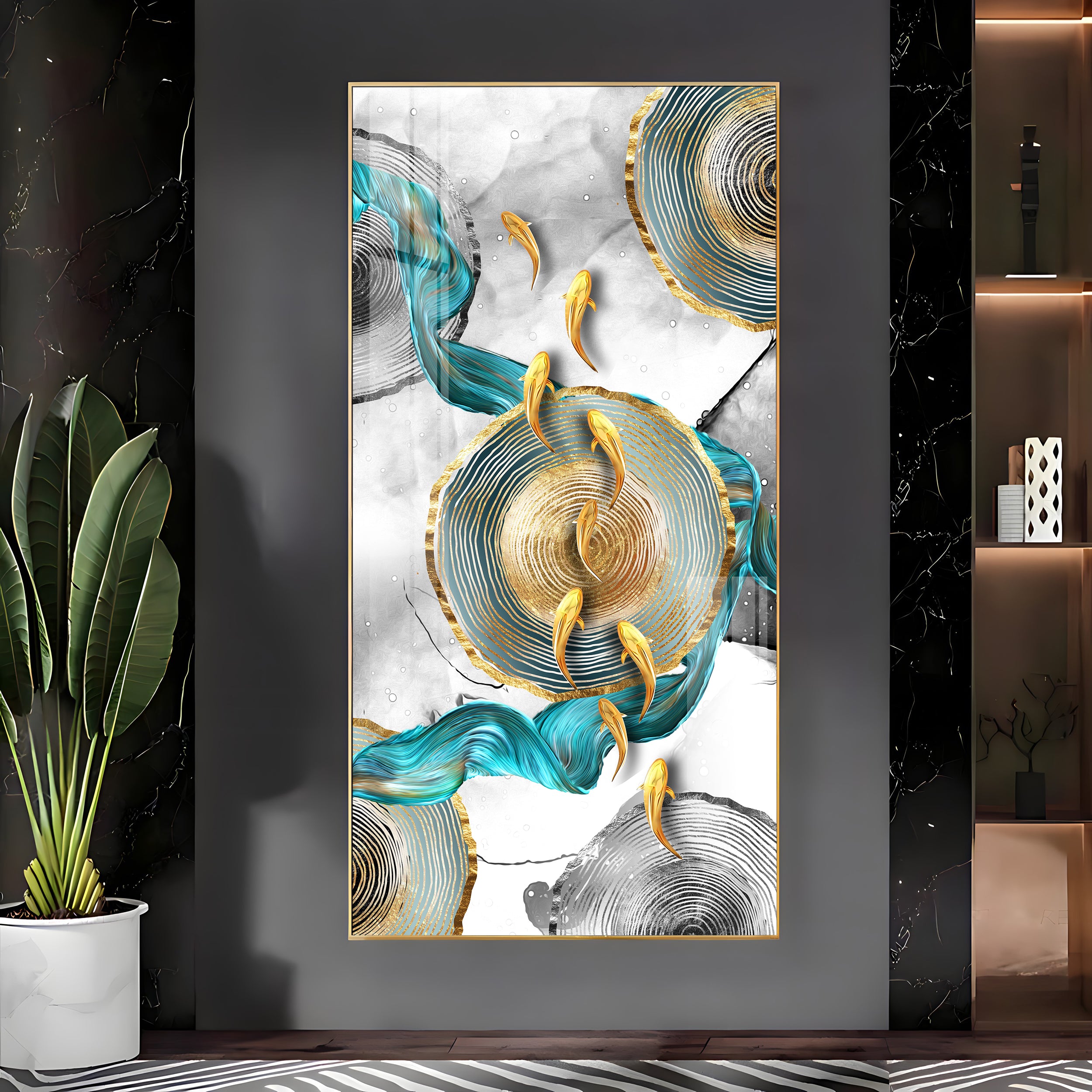 Serene Artwork Luxury Crystal Vertical Wall Art