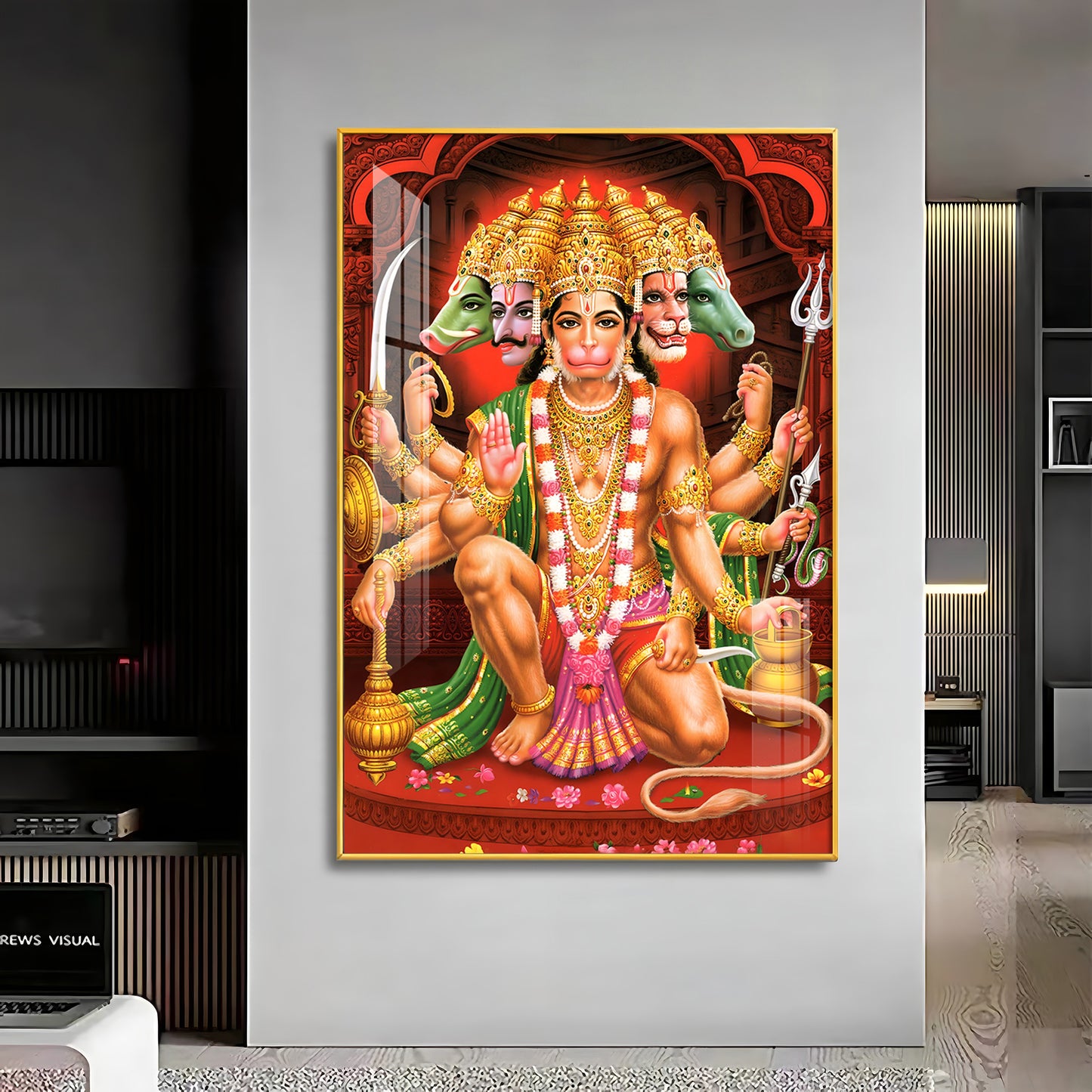 Divine Presence Of Lord Hanuman Premium Vertical Acrylic Wall Art