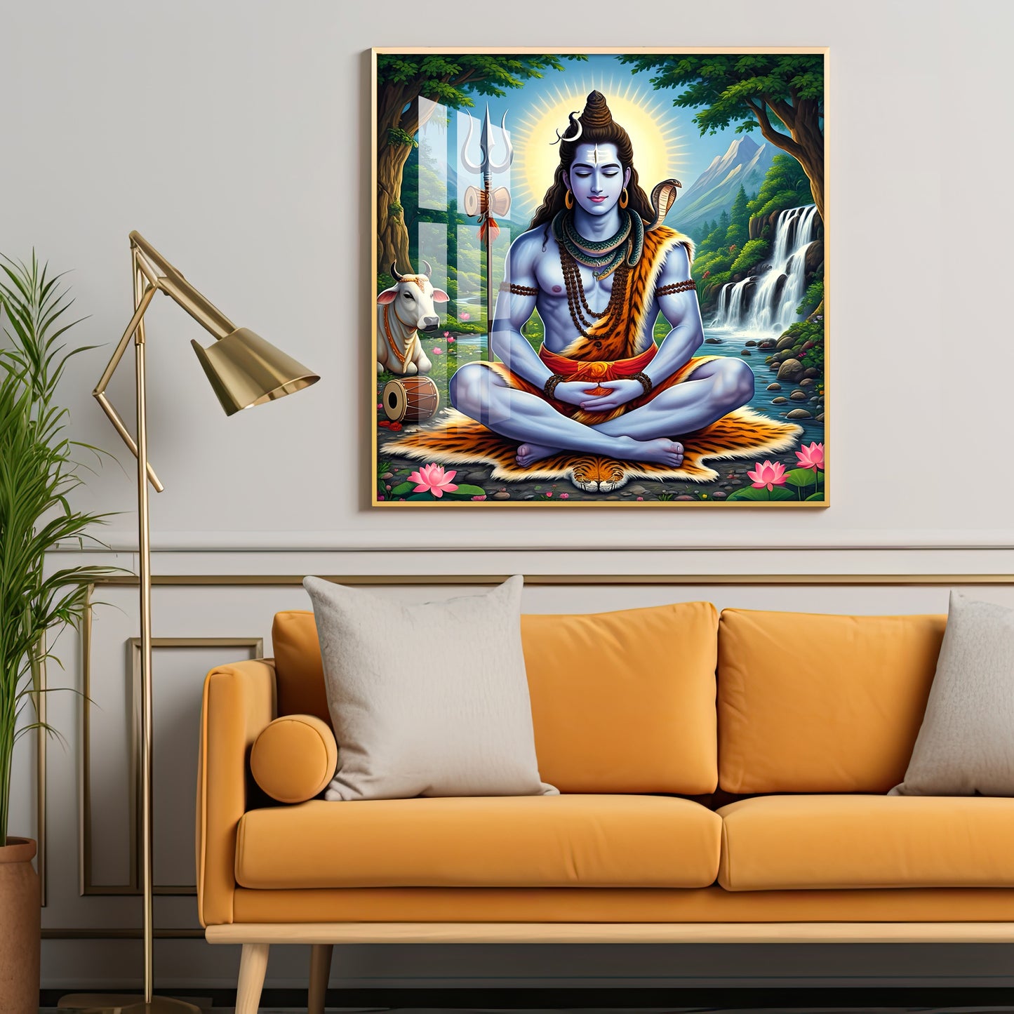 Lord Shiva in Contemplation Premium Acrylic Square Wall Art