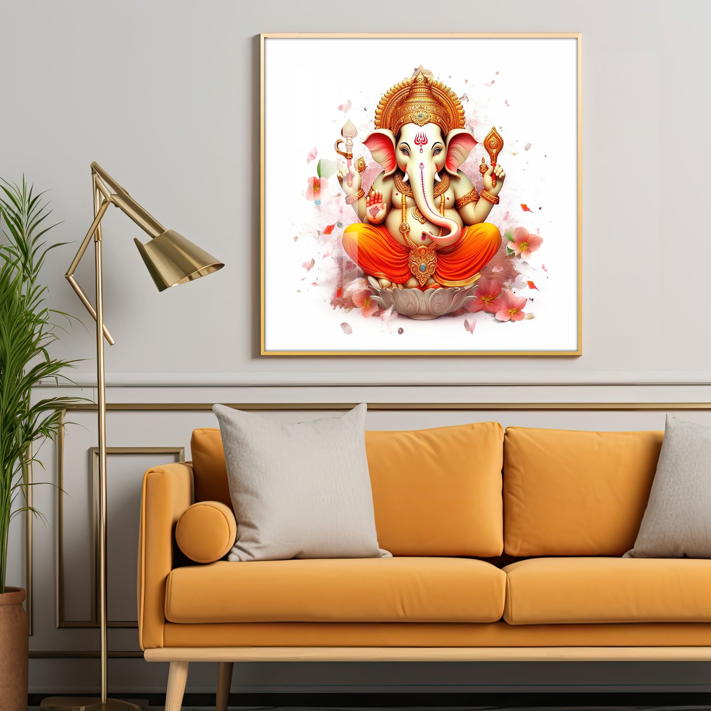 Shiv Putra Ganesh Premium Acrylic Square Wall Art