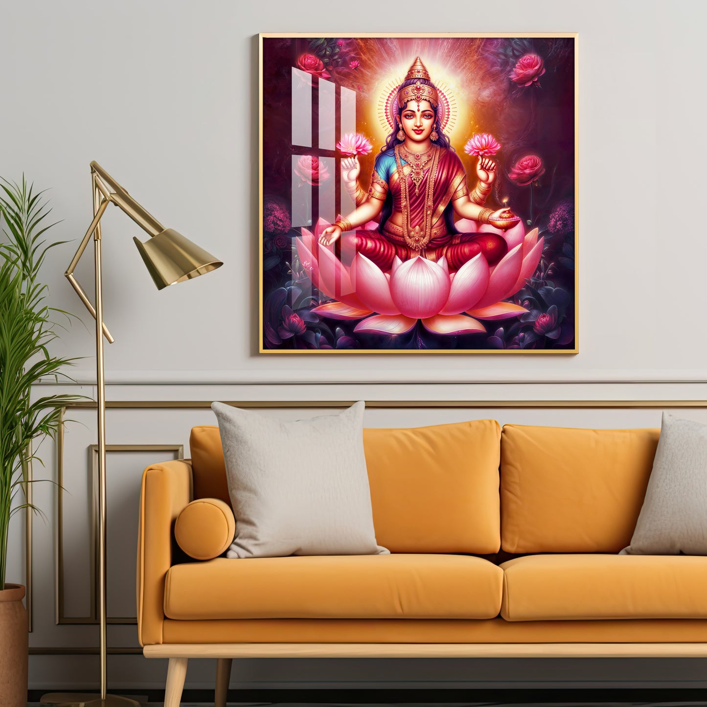 Maa Laxmi Premium Acrylic Square Wall Art