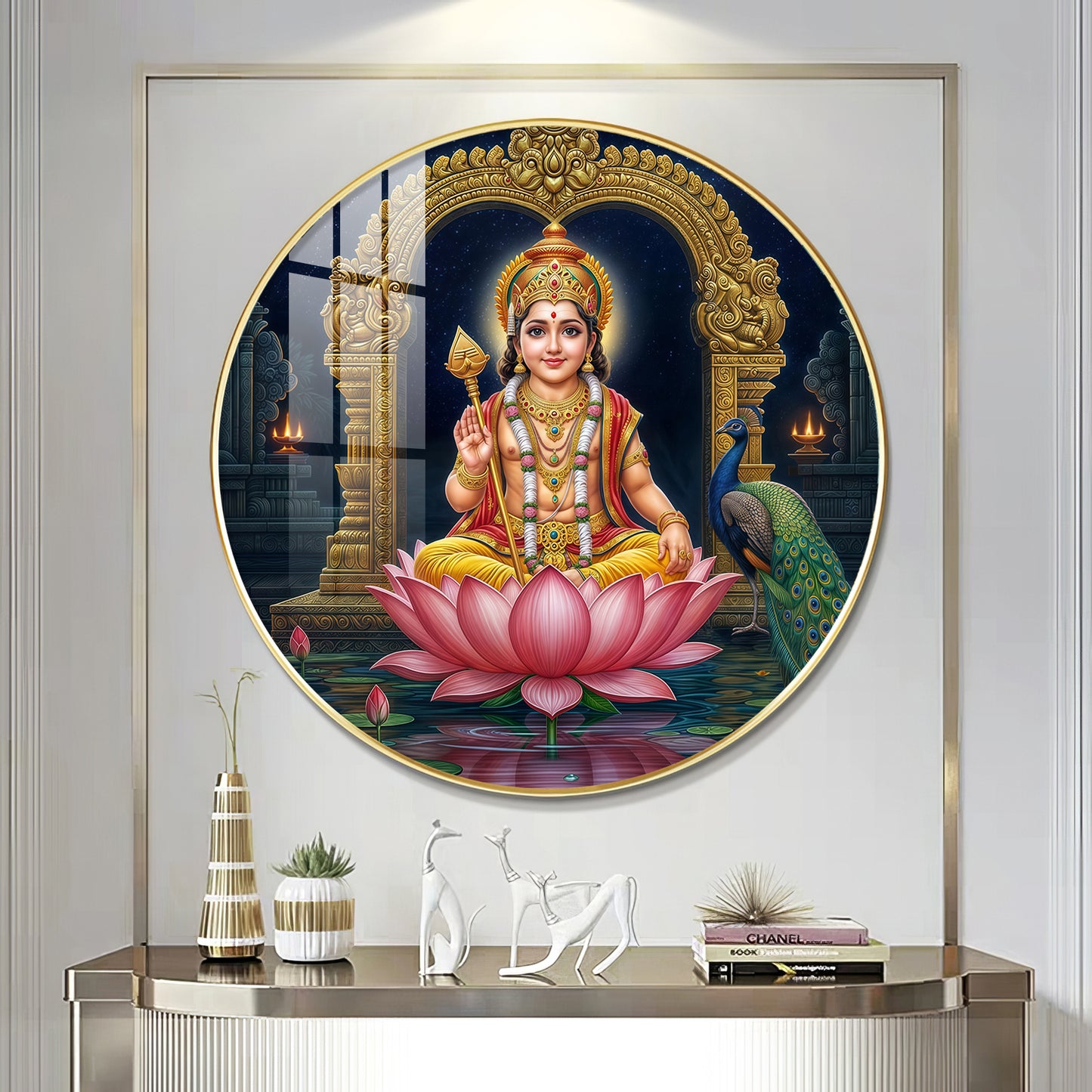 Goddess Laxmi Blessing Premium Acrylic Round Wall Art