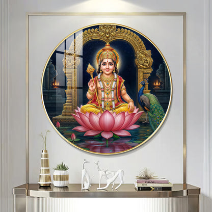 Goddess Laxmi Blessing Premium Acrylic Round Wall Art