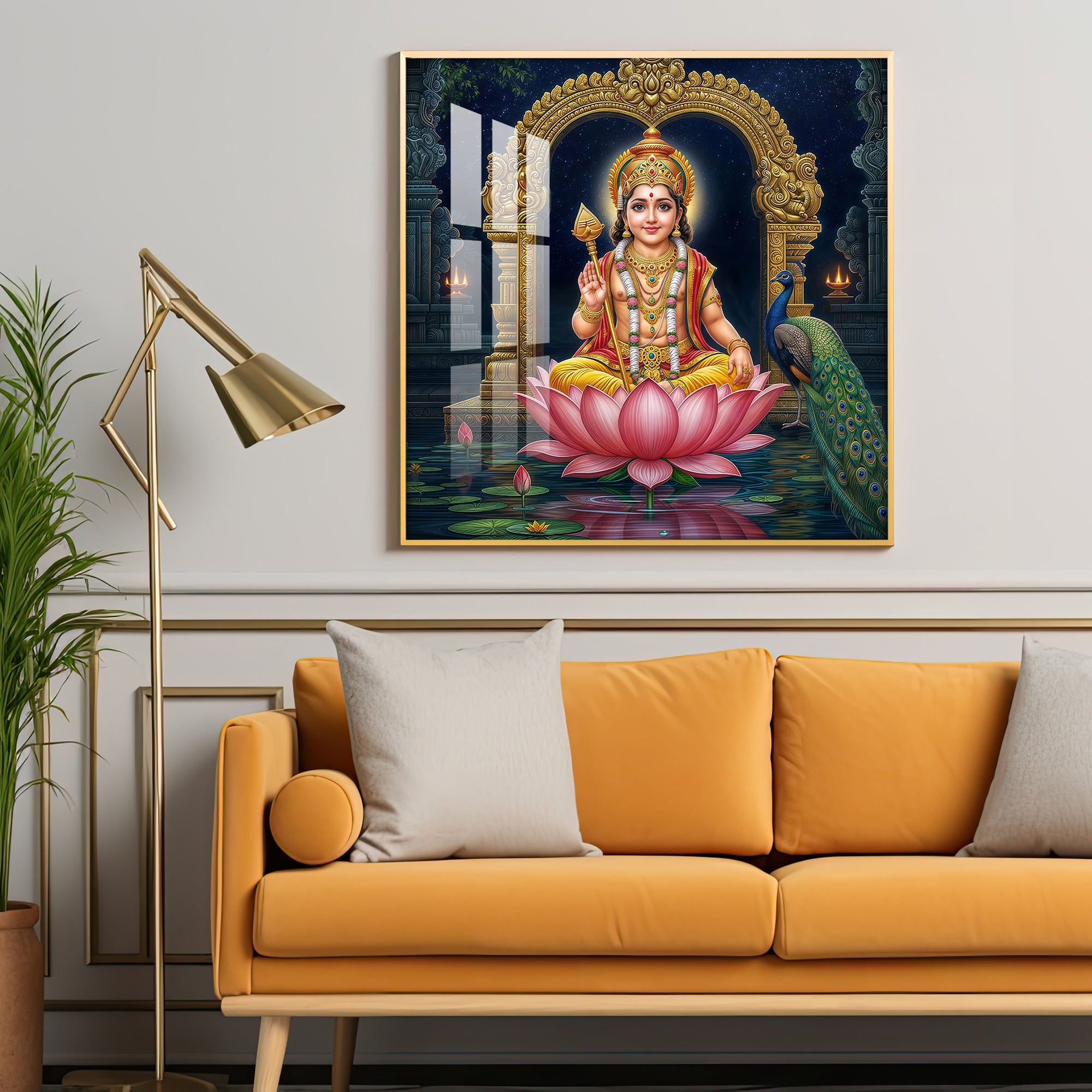 Divine Goddess Laxmi Maa Premium Acrylic Square Wall Art