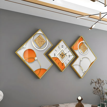 Orange & Golden Premium Acrylic Wall Clock