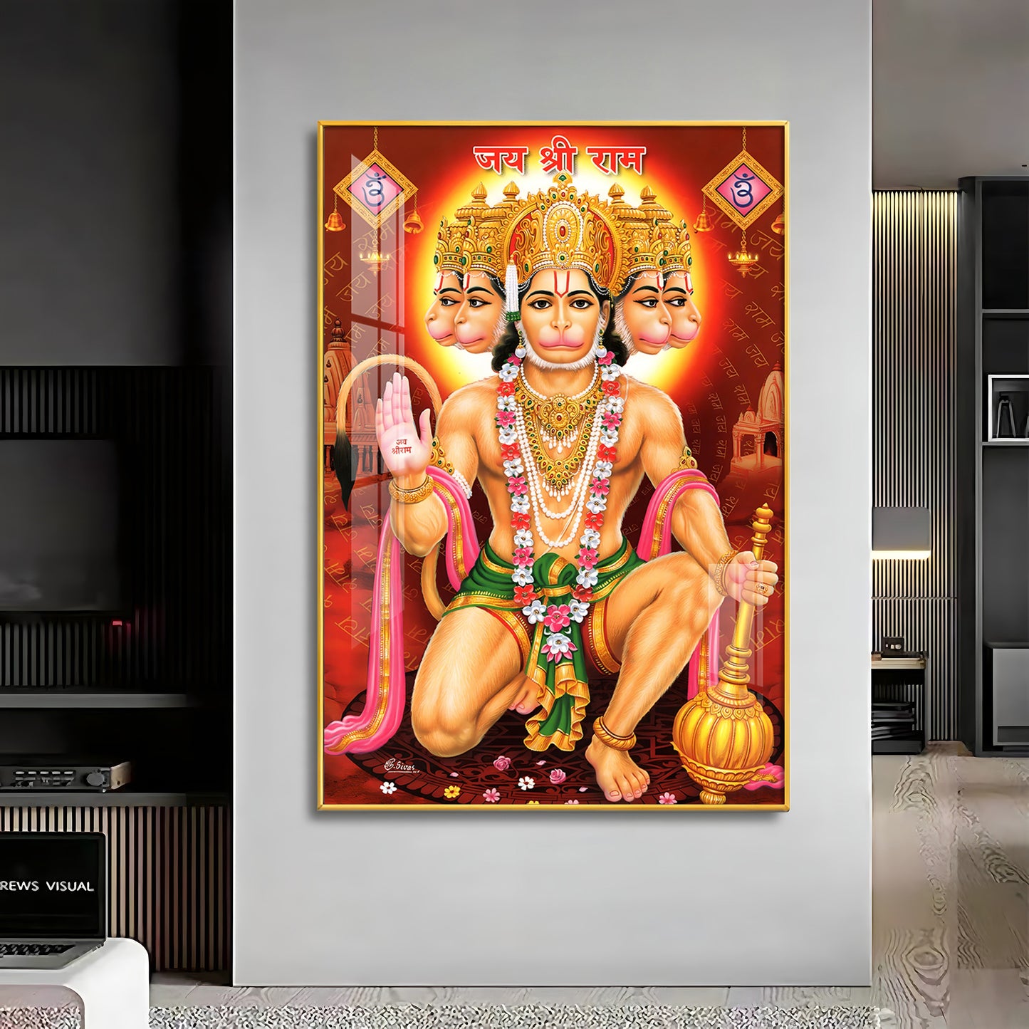 Majestic Lord Hanuman Premium Vertical Acrylic Wall Art