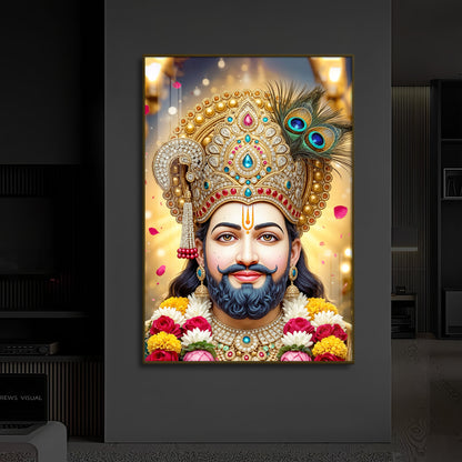 Jai Shri Shyam Modern Luxury Backlight Vertical Wall Art