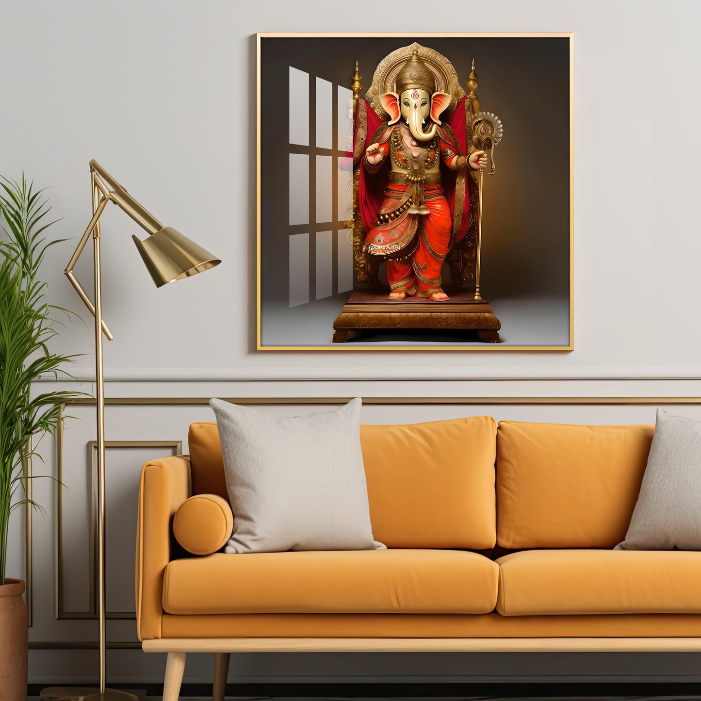 Standing Ganpati Premium Acrylic Square Wall Art