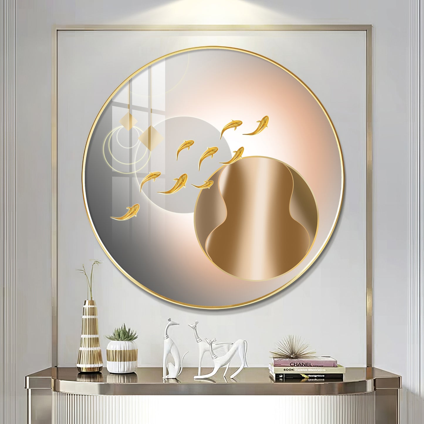 Circle of Fins Premium Acrylic Round Wall Art