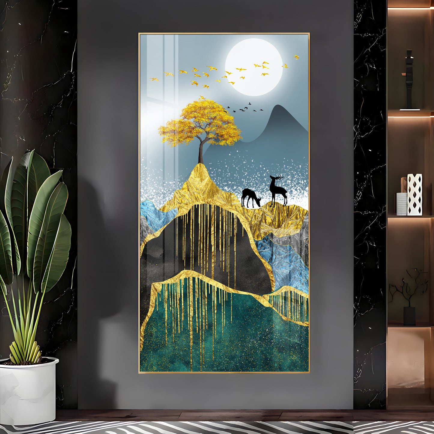 Moon & Mountains Premium Acrylic vertical Wall Art