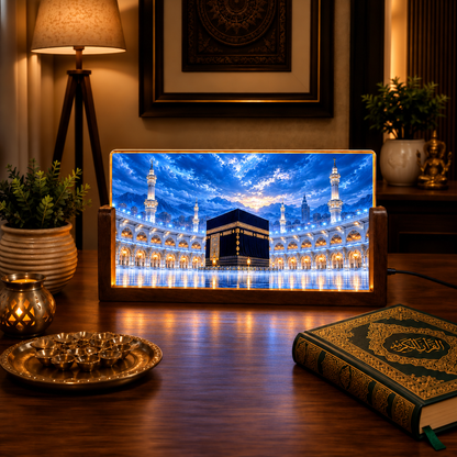 Blue Sky Makkah Acrylic LED Table Lamp - Wooden Stand