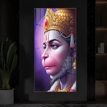 Jai Shri Hanuman Modern Luxury Backlight Vertical Wall Art