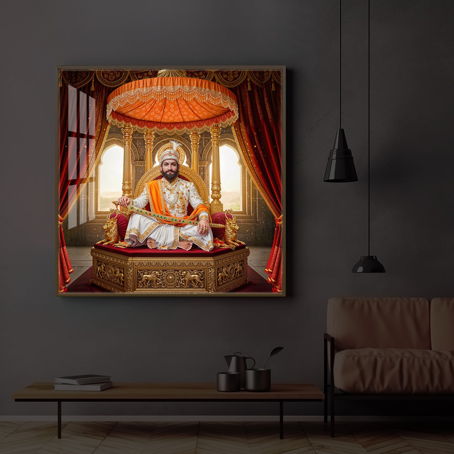 Rajyabhishek of Chattrapati Shivaji Maharaj Modern Luxury Backlight Square Wall Art