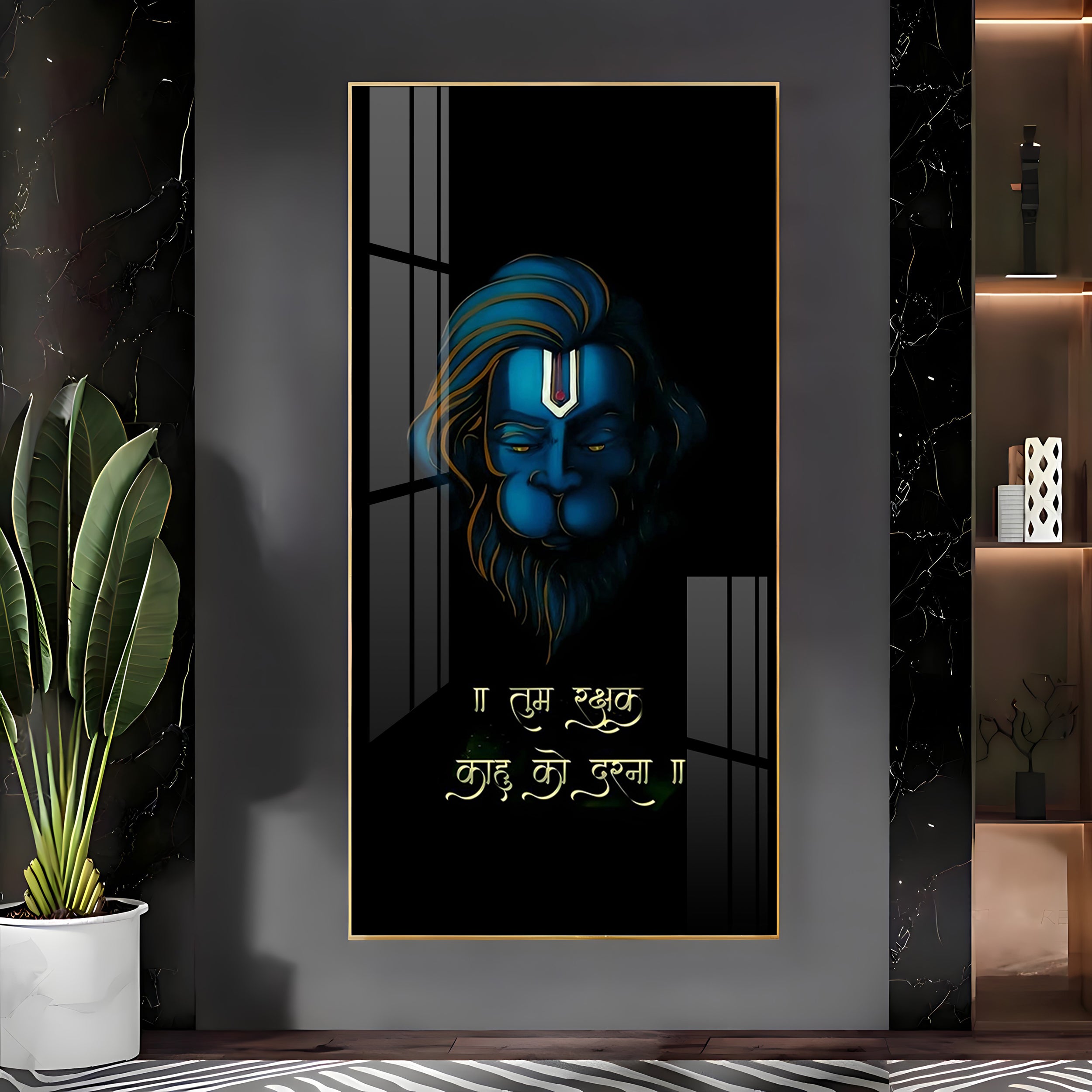 Jai Veer Hanuman Premium Acrylic Vertical Wall Art