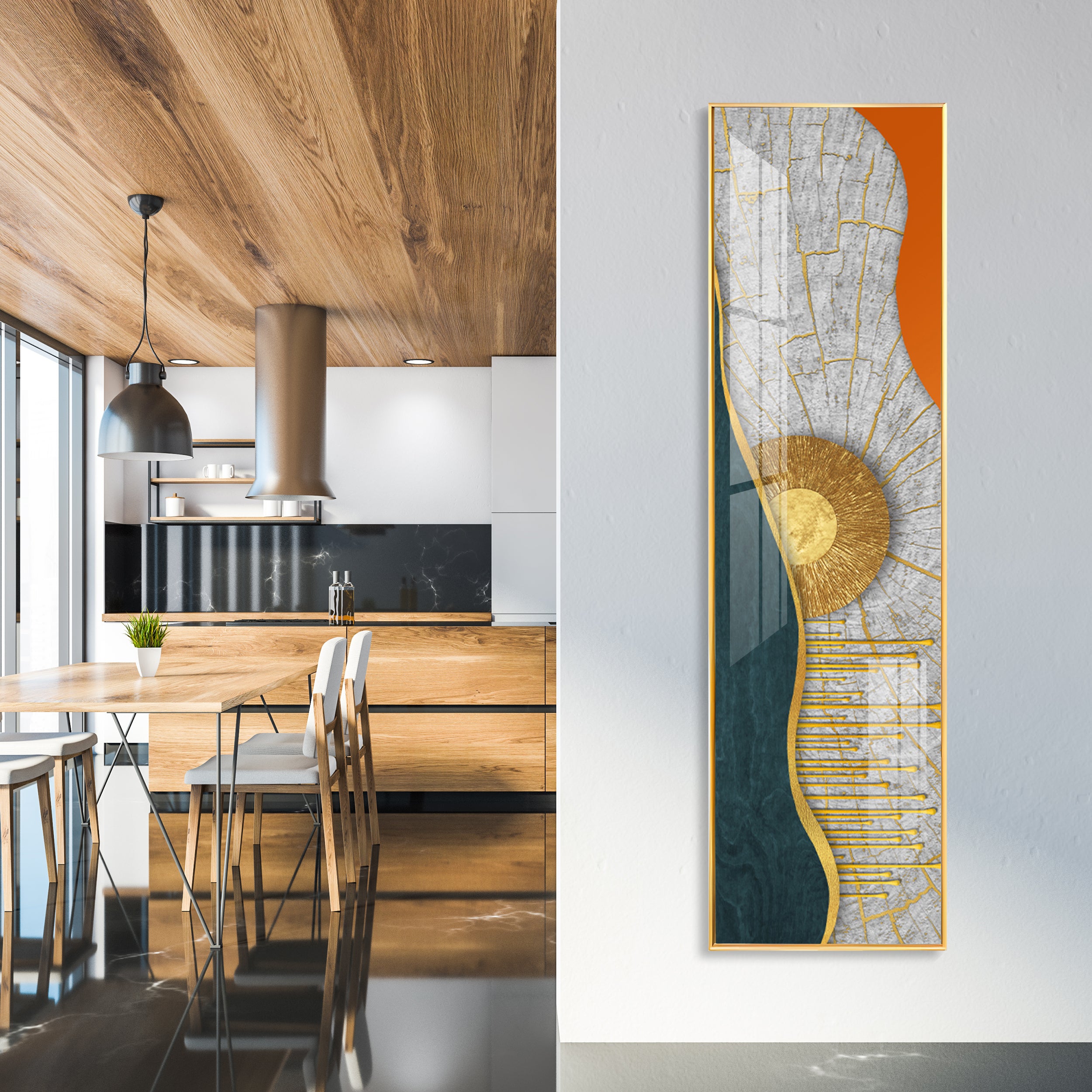 Golden Minimalist Premium Acrylic Vertical Wall Art