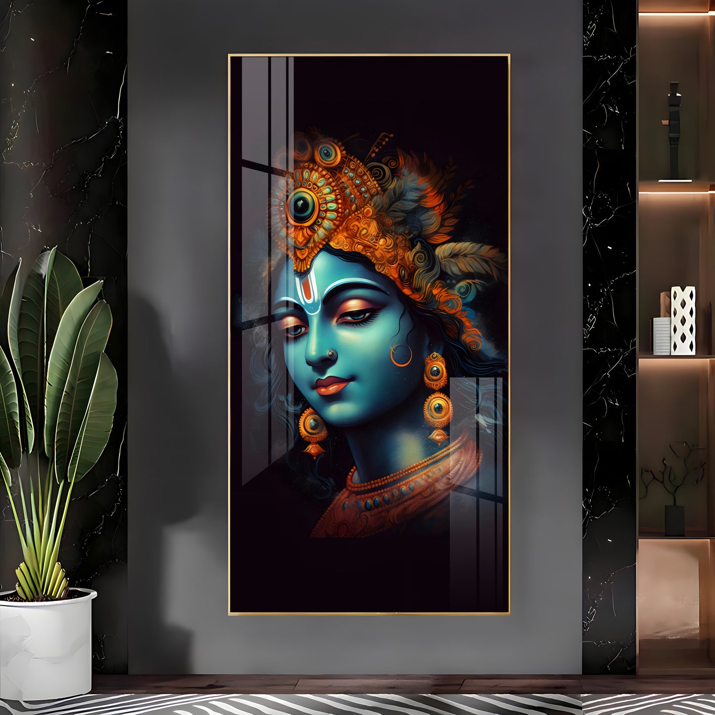 Lord Shree Krishna Premium Acrylic Vertical Wall Art