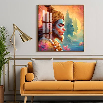 Hanuman ji Premium Acrylic Square Wall Art