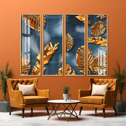 Luxury Leaves Premium Acrylic Vertical Wall Art (set of 4)