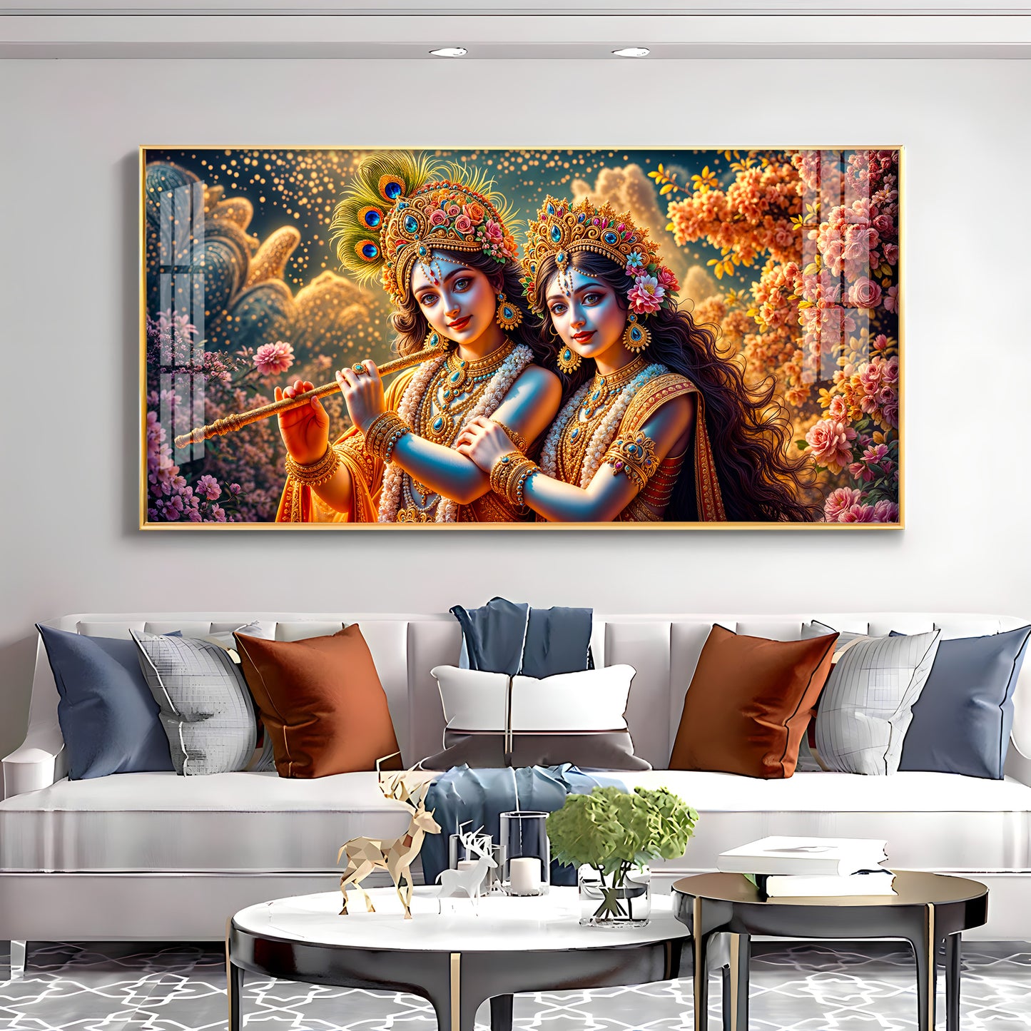 Mystic Radha Krishna Togetherness Premium Acrylic Horizontal Wall Art