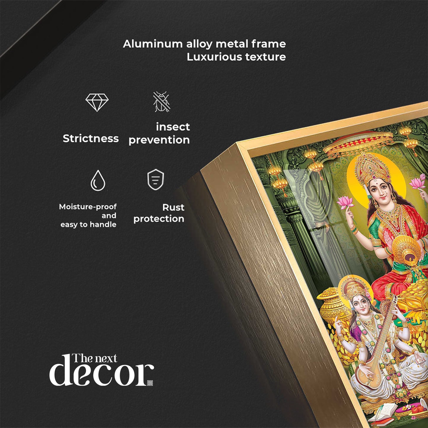 Divine Laxmi Ji With Flower Premium Acrylic Vertical Wall Art