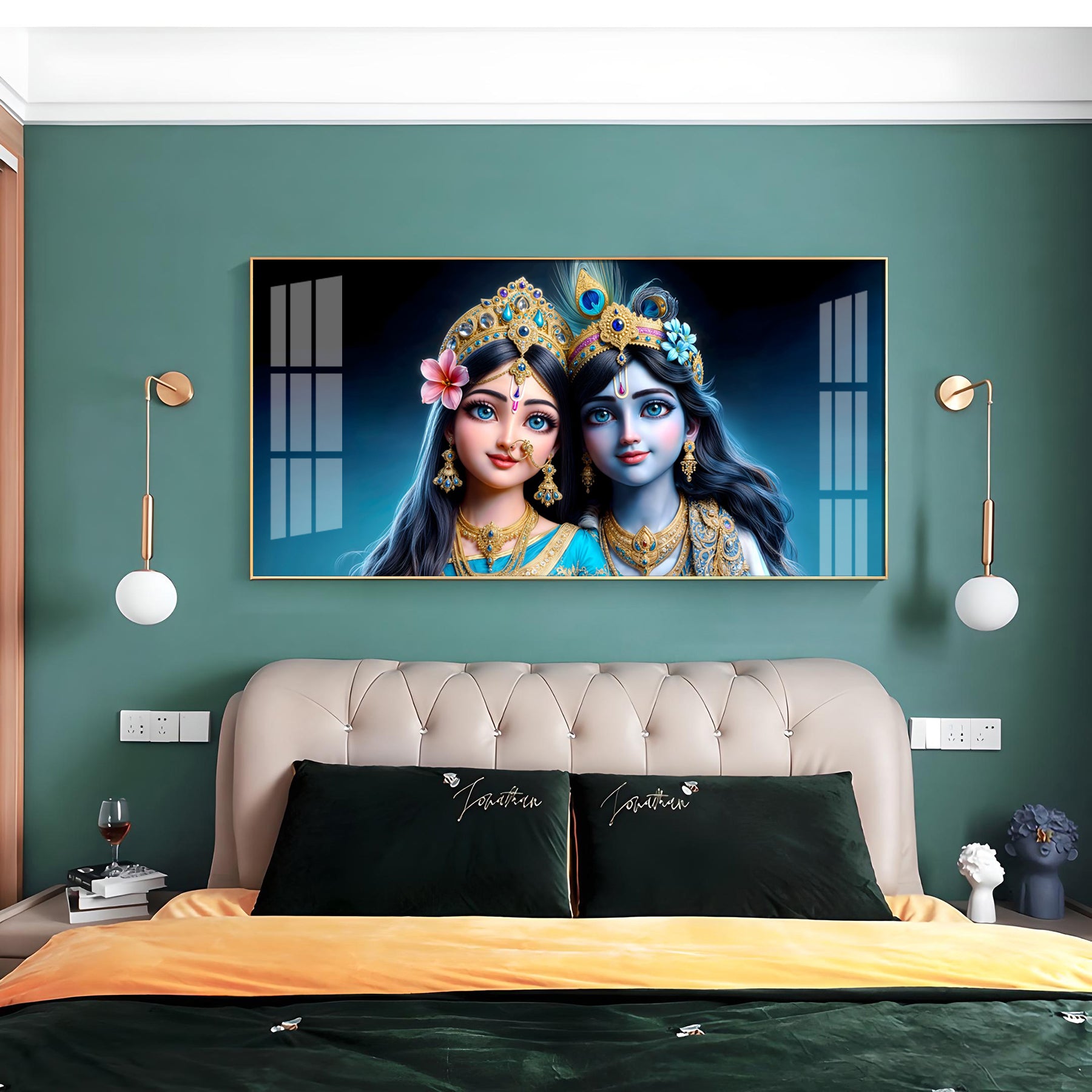 Krishna & Radha Serenity Premium Acrylic Horizontal Wall Art