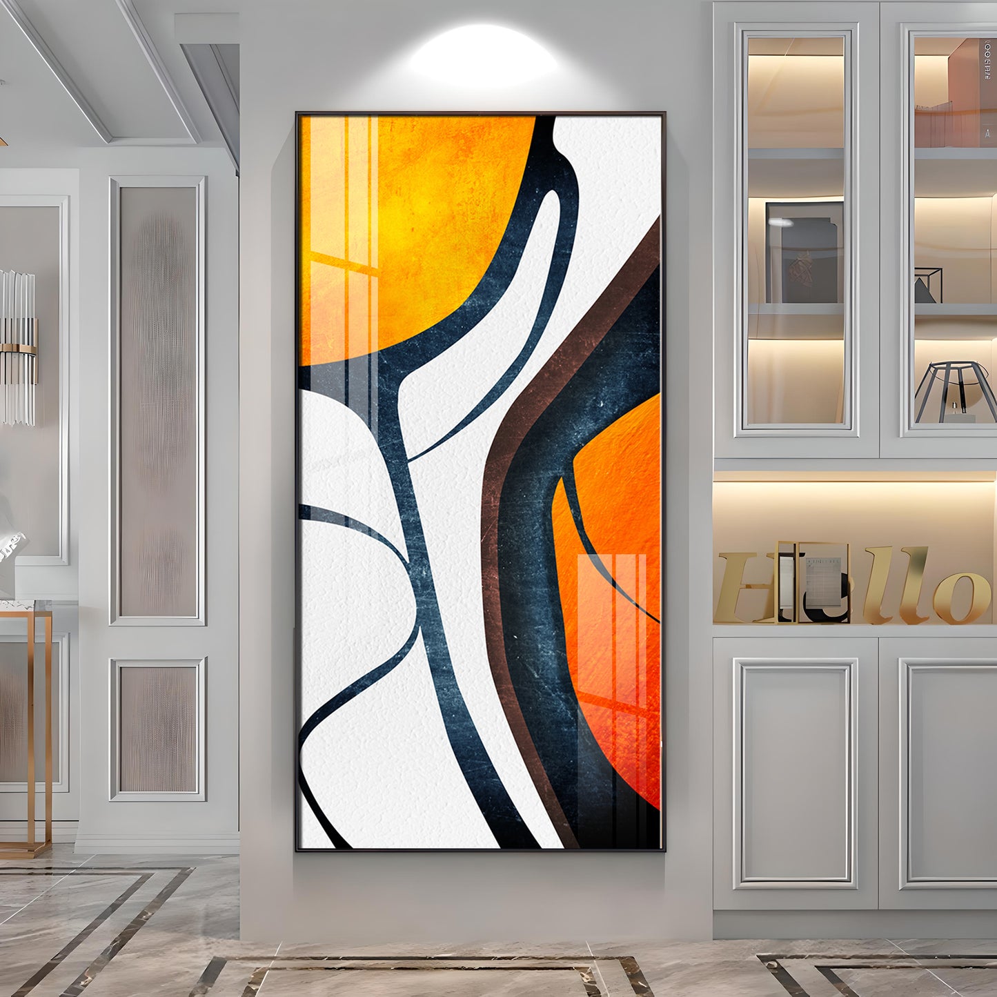 Orange Light Luxury Corridor Premium Acrylic Vertical Wall Art