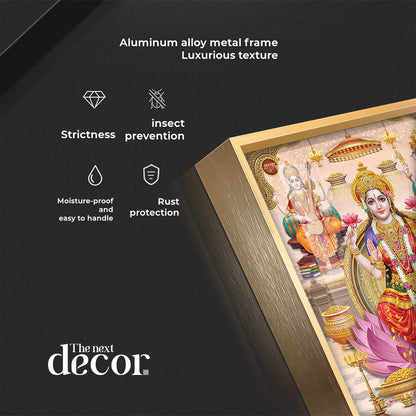 Goddess Maha Laxmi Ji On Kamala Premium Acrylic Vertical Wall Art