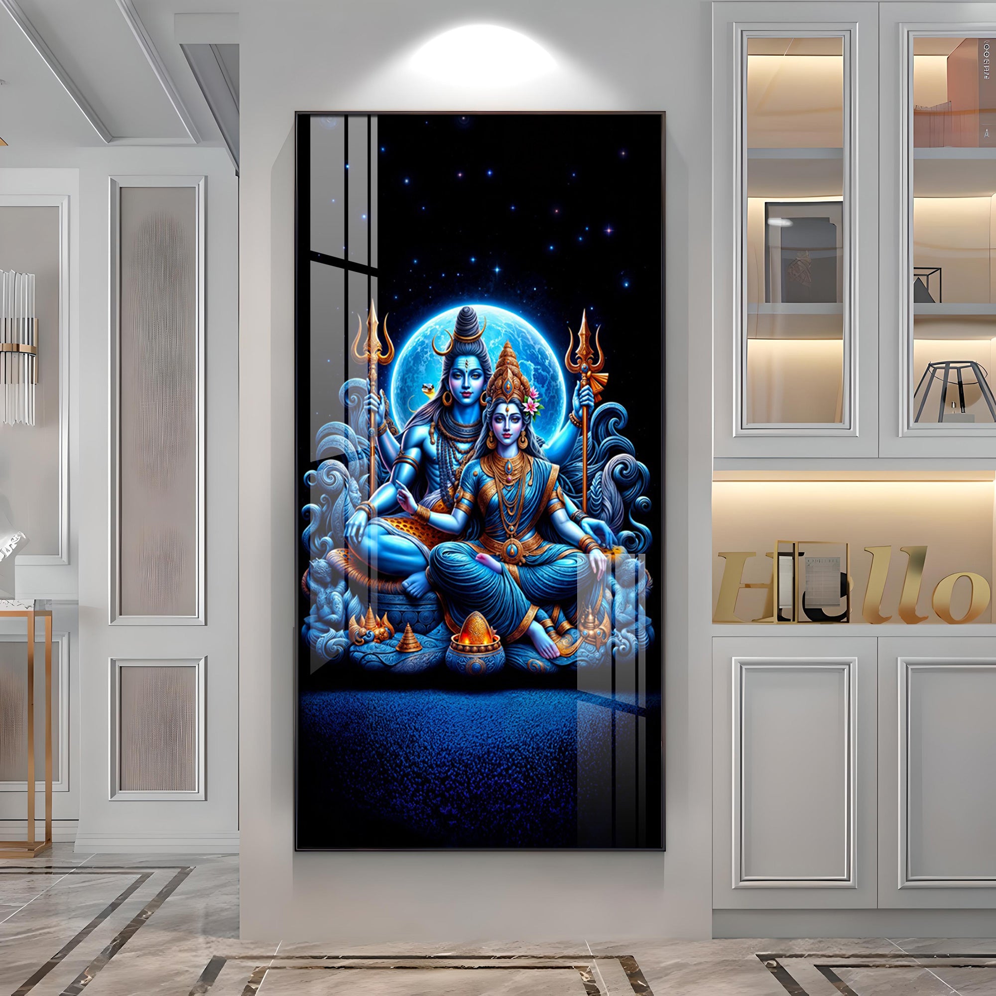 Shiva And Shakti Premium Acrylic Vertical Wall Art