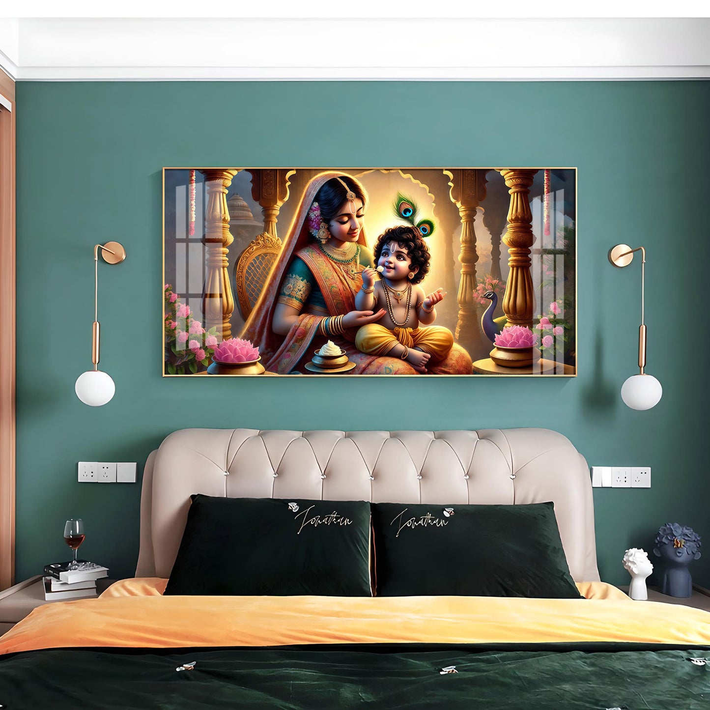 Kanha With Maa Yashoda Premium Acrylic Horizontal Wall Art