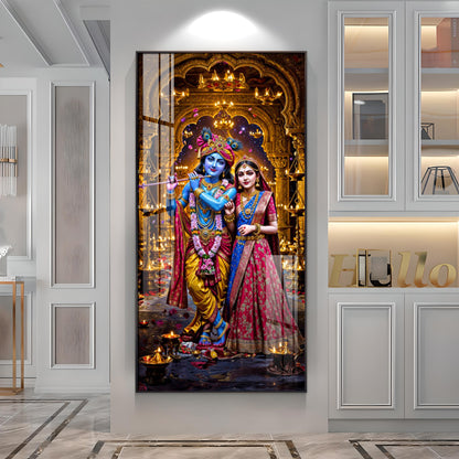 Krishna's Feast of Love Premium Acrylic Vertical Wall Art