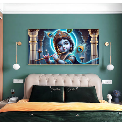 Little Krishna Blessing Premium Acrylic Horizontal Wall Art