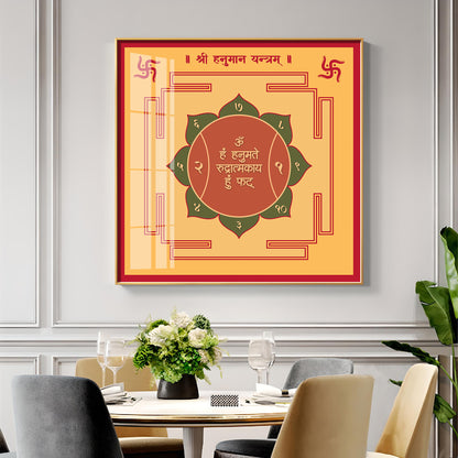 Powerful Hanuman Yantra Premium Acrylic Square Wall Art