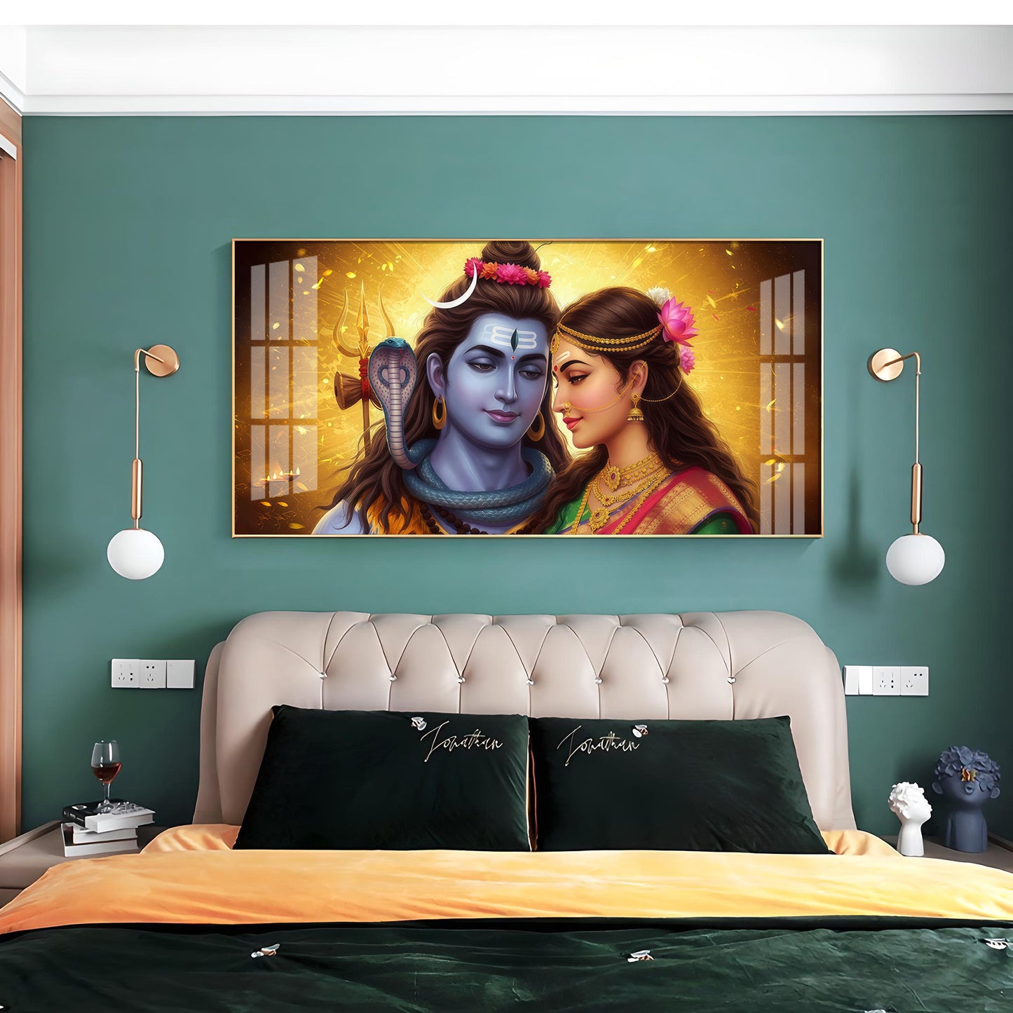 Divine Shiv Paravati Premium Acrylic Horizontal Wall Art