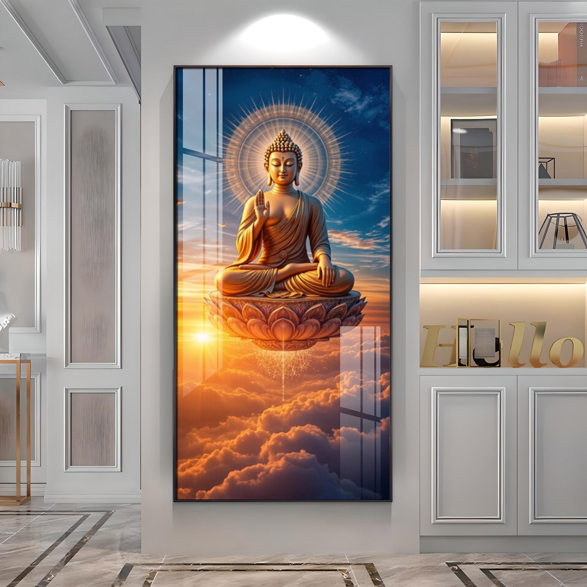 Buddha In The Clouds Premium Acrylic Vertical Wall Art