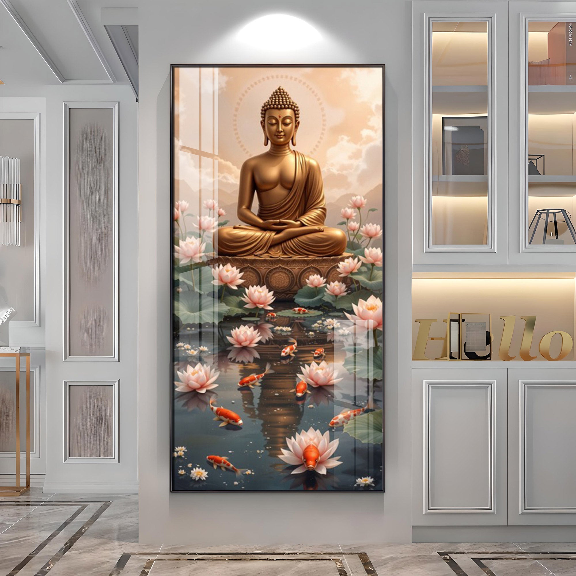 Buddha With Lotus Harmony Premium Acrylic Vertical Wall Art