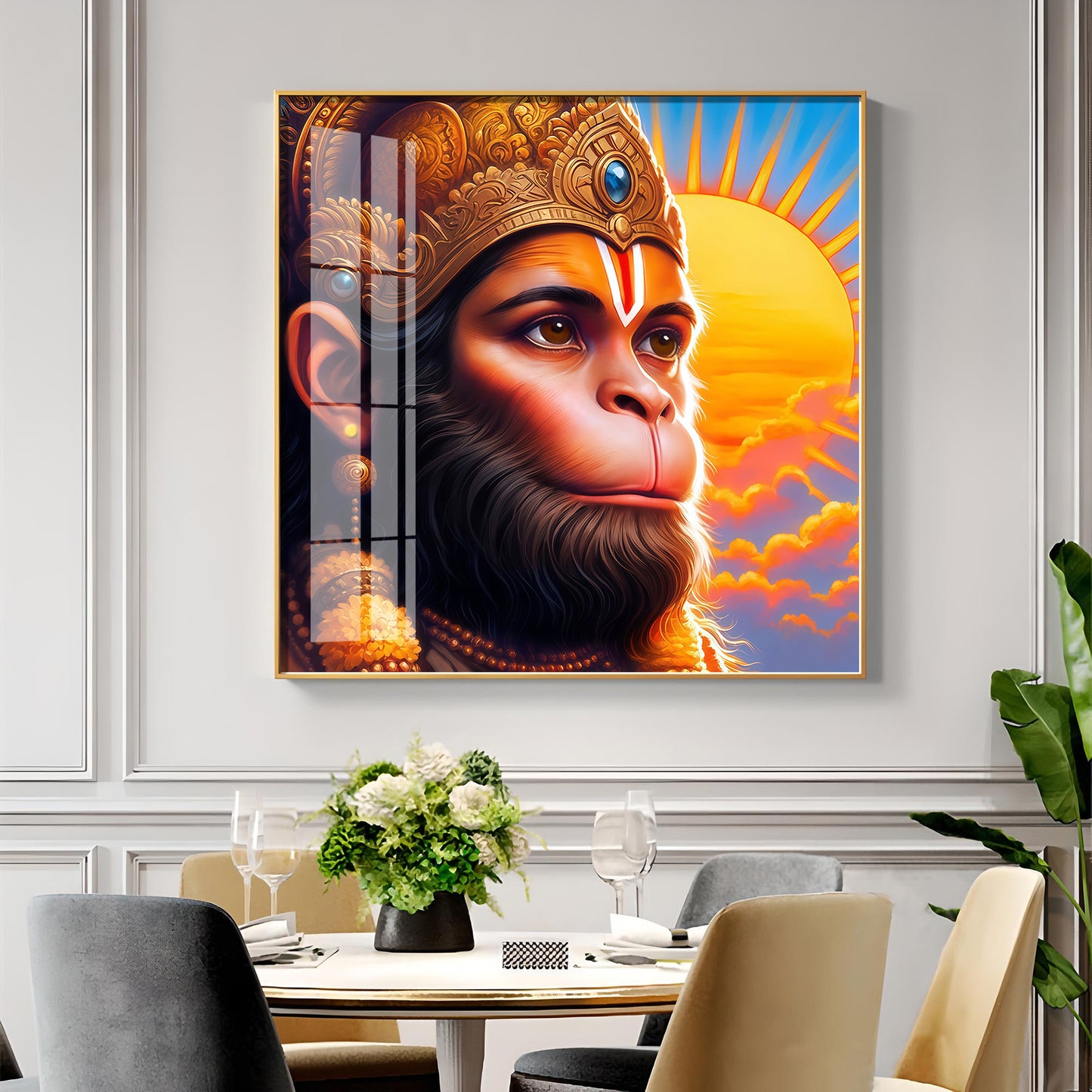 Jai Shri Bajarang Bali Premium Acrylic Square Wall Art
