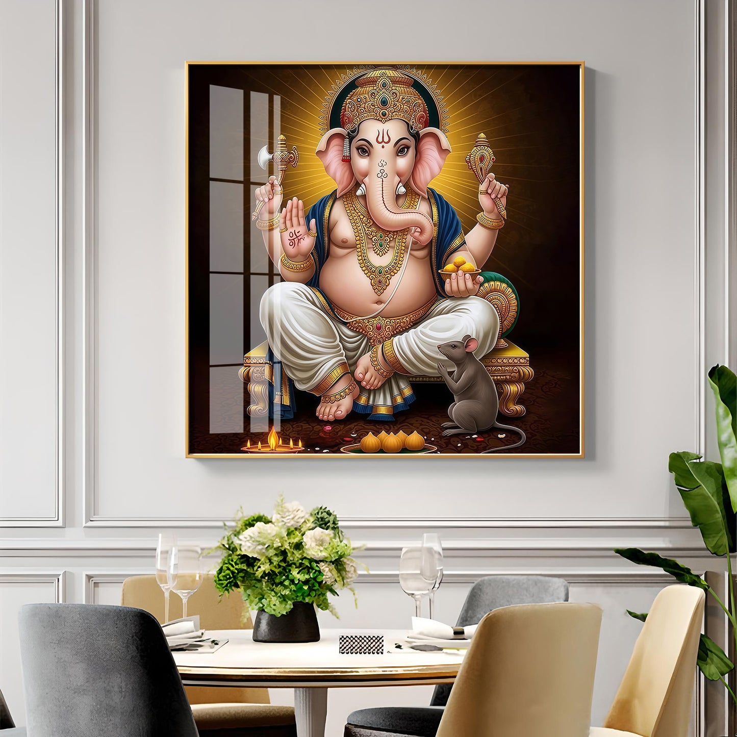 Ganesha Ji Premium Acrylic Square Wall Art
