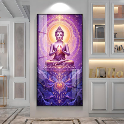 Buddha In Purple Harmony Premium Acrylic Vertical Wall Art