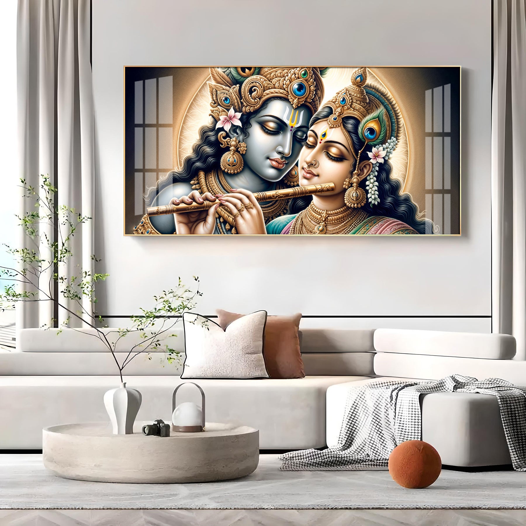 Enchanting Love Of Radha Krishna Premium Acrylic Horizontal Wall Art