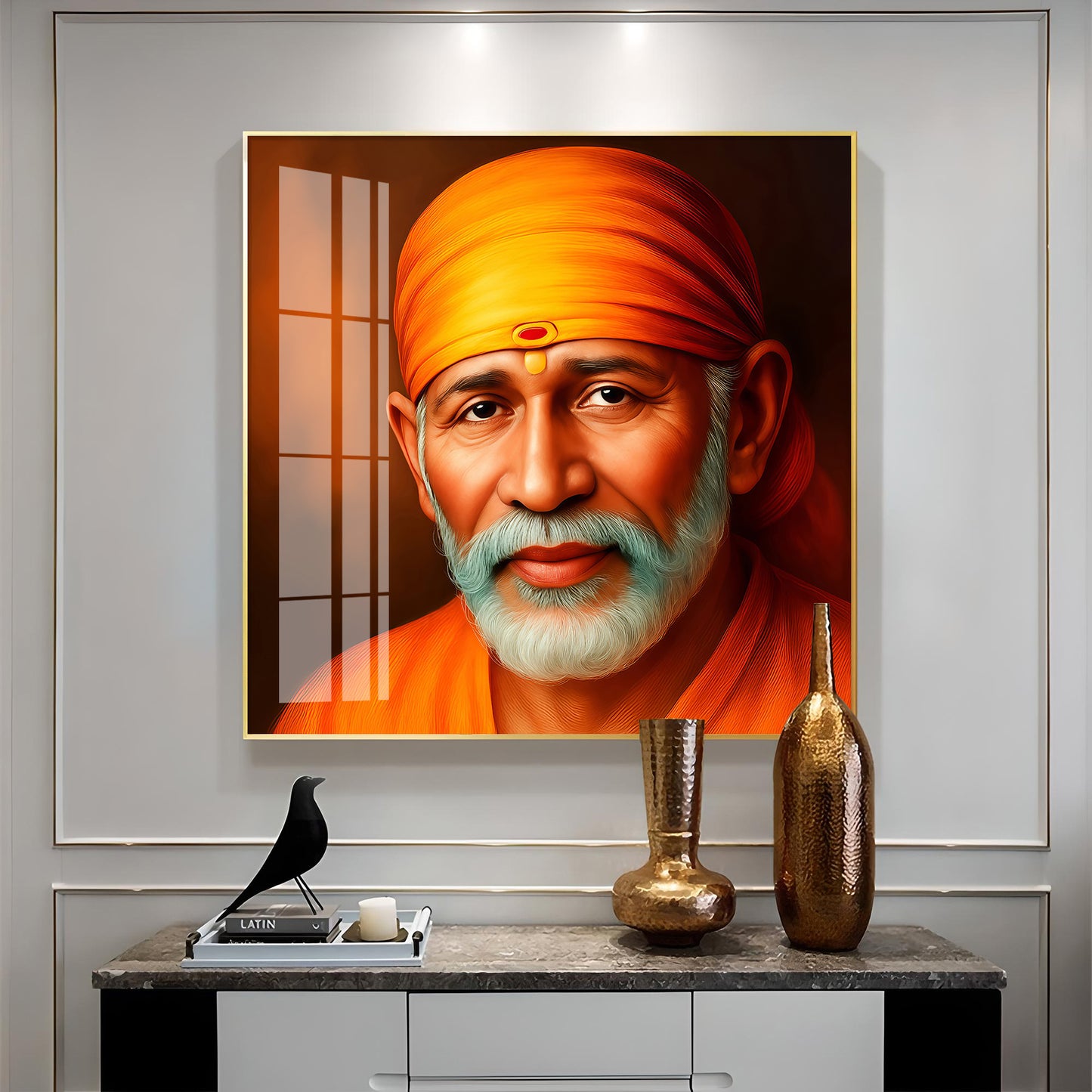 Shridi Sai Baba Premium Acrylic Square Wall Art