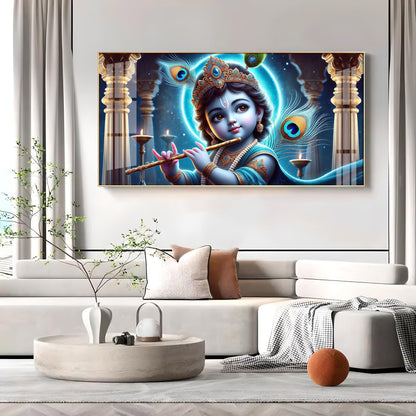 Little Krishna Blessing Premium Acrylic Horizontal Wall Art