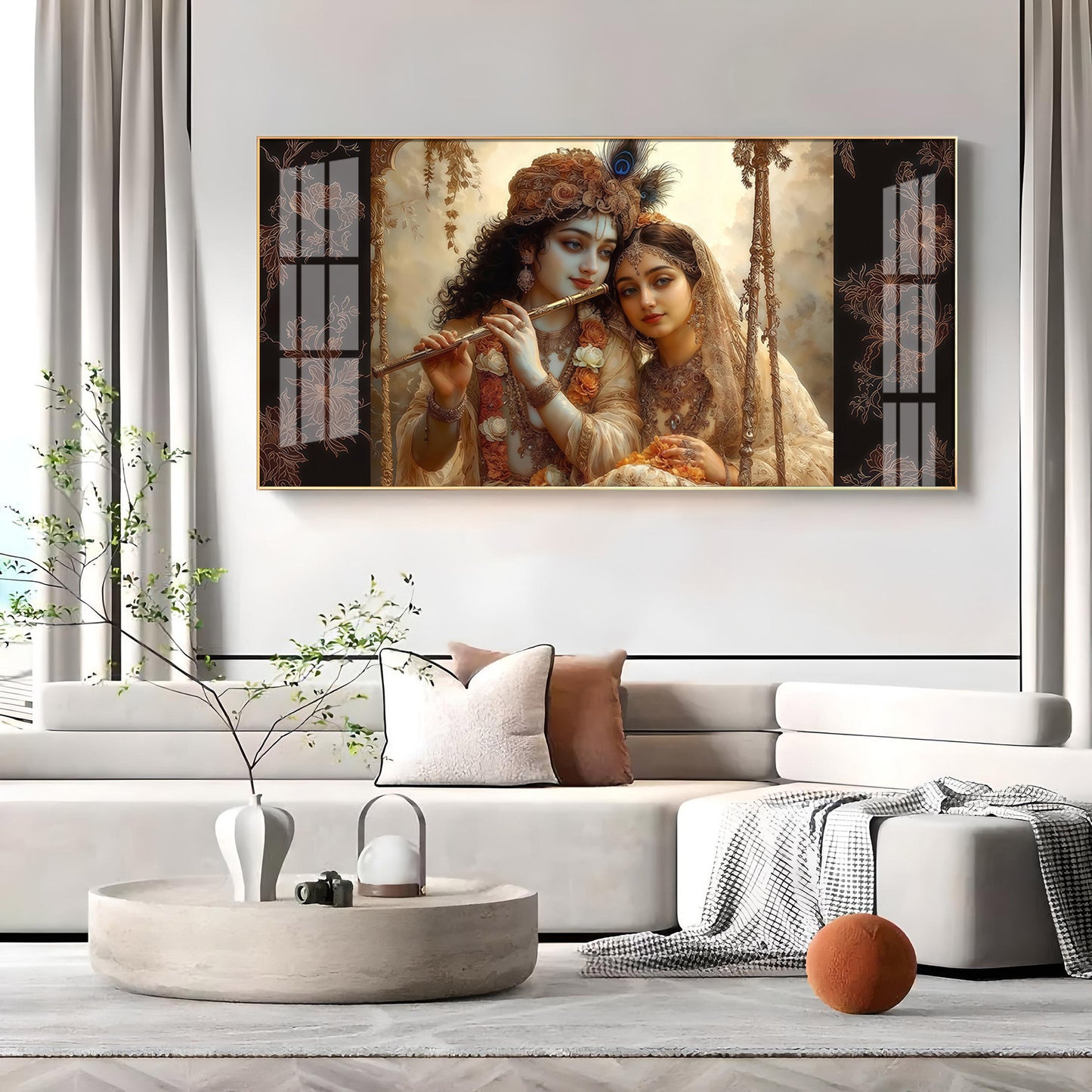 Loving Radha Krishna Premium Acrylic Horizontal Wall Art