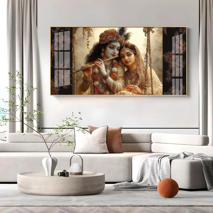 Loving Radha Krishna Premium Acrylic Horizontal Wall Art