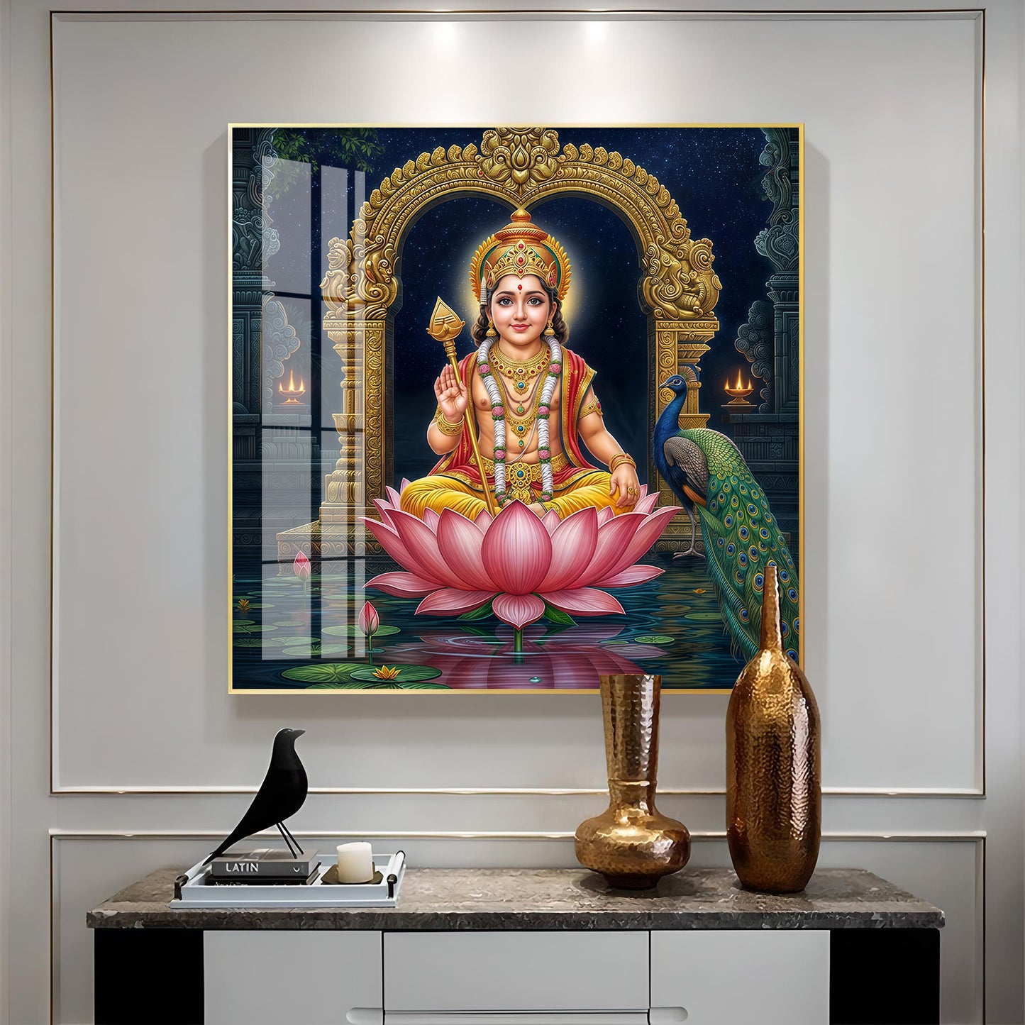 Divine Goddess Laxmi Maa Premium Acrylic Square Wall Art