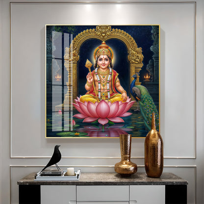 Divine Goddess Laxmi Maa Premium Acrylic Square Wall Art