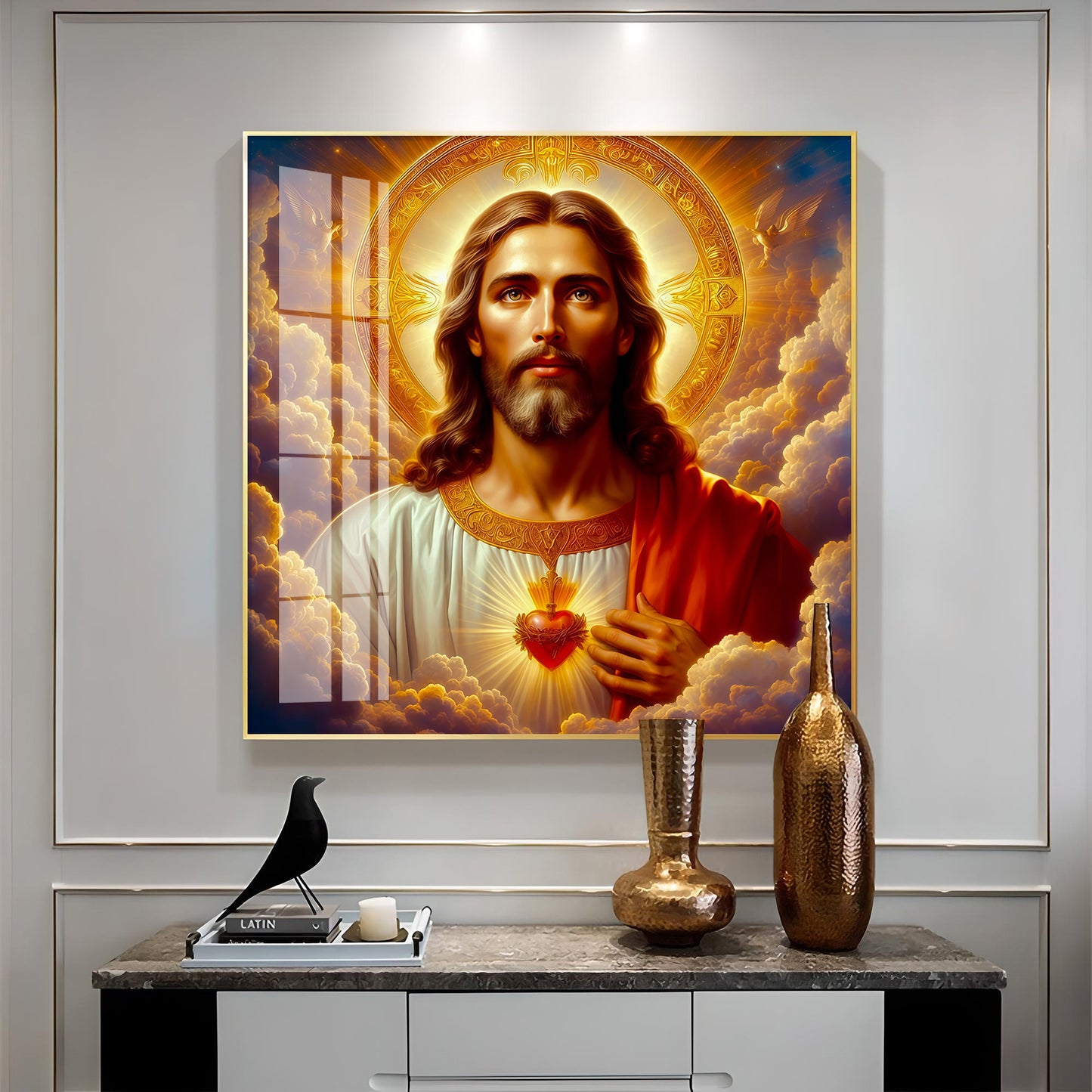 Holy Jesus Premium Acrylic Square Wall Art